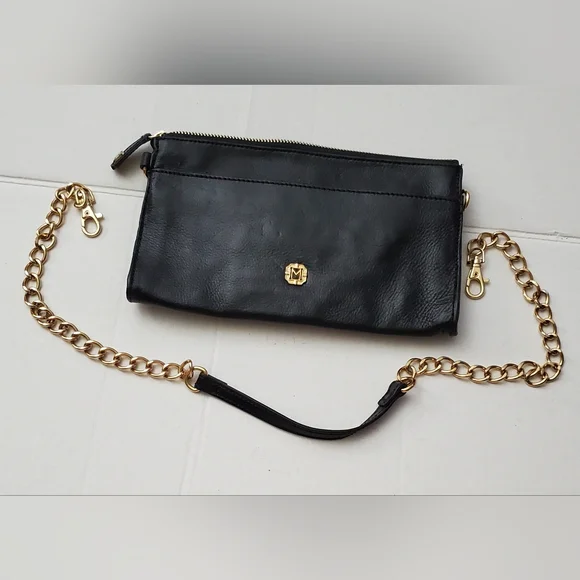 Monet Small 100% Leather Convertble Clutch Purse**Removable Chain Strap - Picture 4 of 9